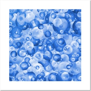 Bubbly Blue Bubble Pattern Posters and Art